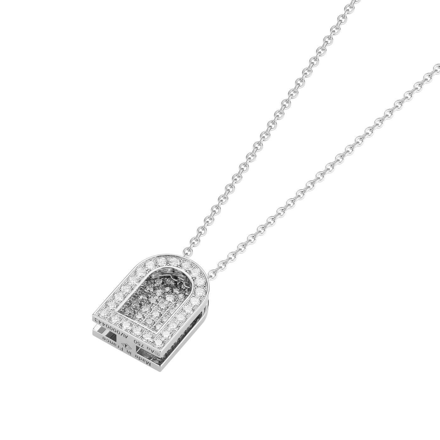 L'Arc Voyage Charm GM, 18k White Gold with Colisée Diamonds on Chain Necklace - DAVIDOR