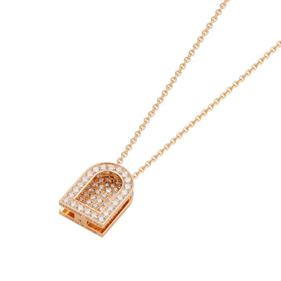 L'Arc Voyage Charm GM, 18k Rose Gold with Colisée Diamonds on Chain Necklace - DAVIDOR