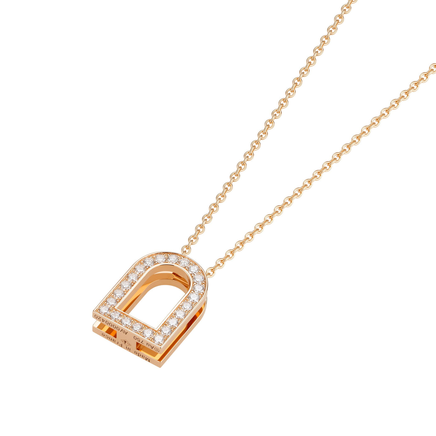 L'Arc Voyage Charm GM, 18k Rose Gold with Galerie Diamonds on Chain Necklace - DAVIDOR