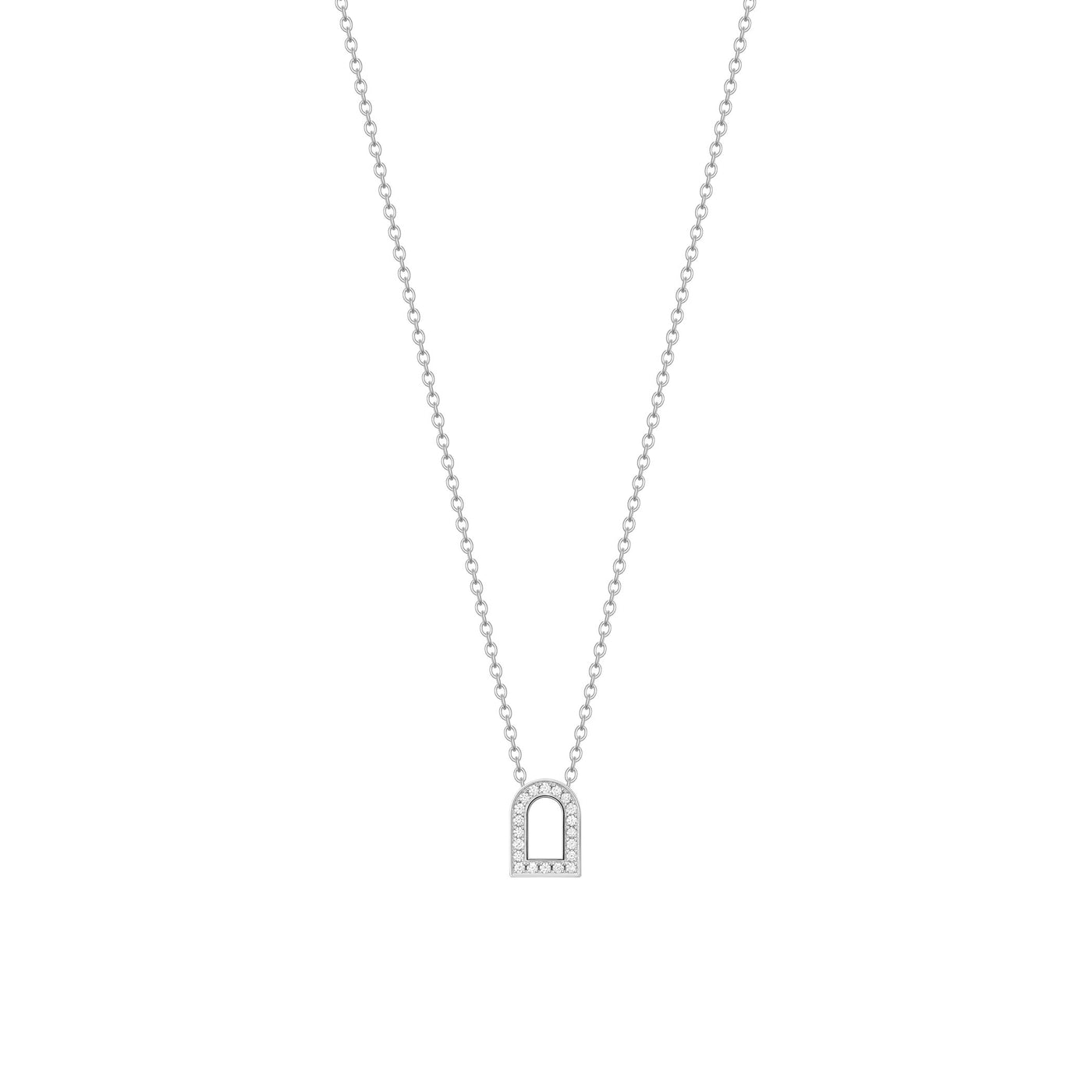 L'Arc Voyage Charm PM Chain Necklace, 18k White Gold with Galerie Diamonds - DAVIDOR