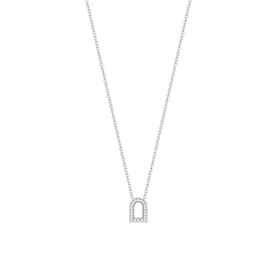 L'Arc Voyage Charm PM Chain Necklace, 18k White Gold with Galerie Diamonds - DAVIDOR
