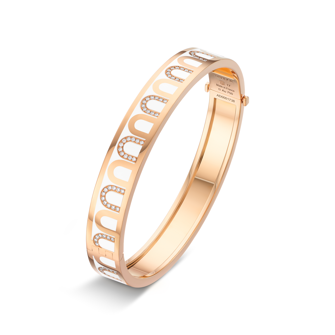 L'Arc de DAVIDOR Bangle MM Colonnato Diamonds, 18k Rose Gold with Lacquered Ceramic - DAVIDOR