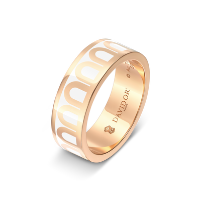 L'Arc de DAVIDOR Ring MM, 18k Rose Gold with Neige Lacquered Ceramic - DAVIDOR