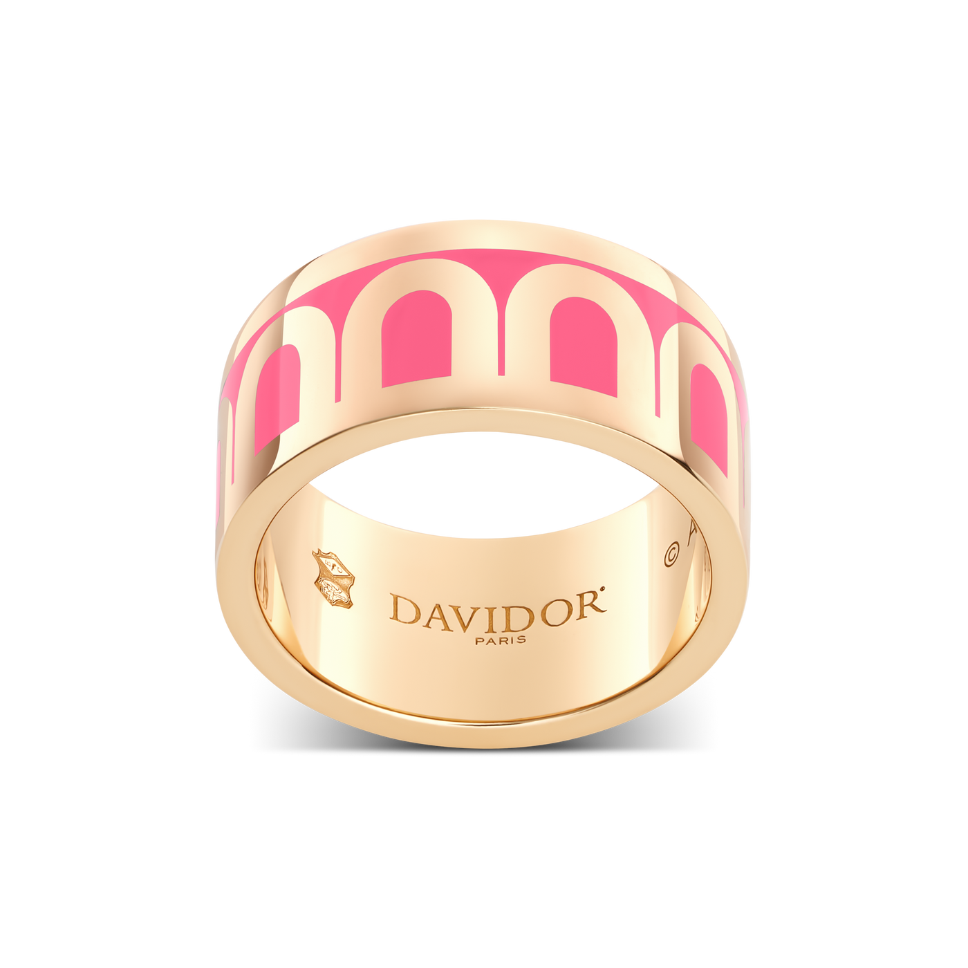 L'Arc de DAVIDOR Ring GM, 18k Rose Gold with Flamant Lacquered Ceramic - DAVIDOR