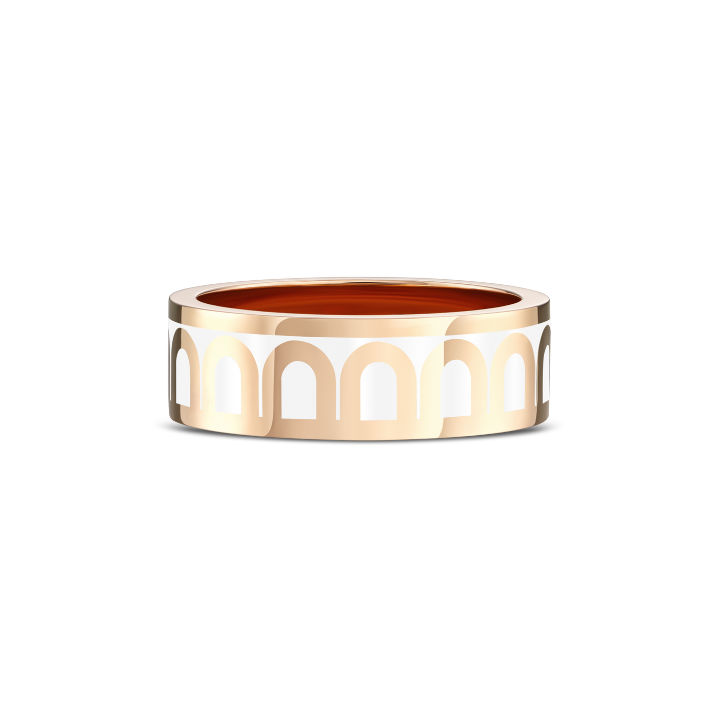 L'Arc de DAVIDOR Ring MM, 18k Rose Gold with Neige Lacquered Ceramic - DAVIDOR
