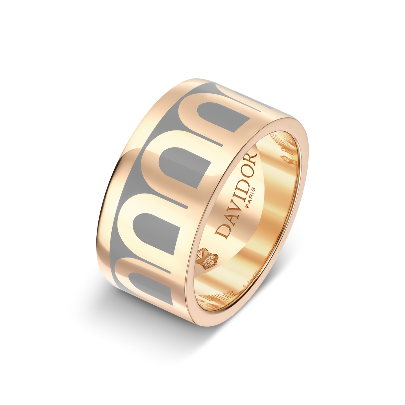 L'Arc de DAVIDOR Ring GM, 18k Rose Gold with Anthracite Lacquered Ceramic - DAVIDOR