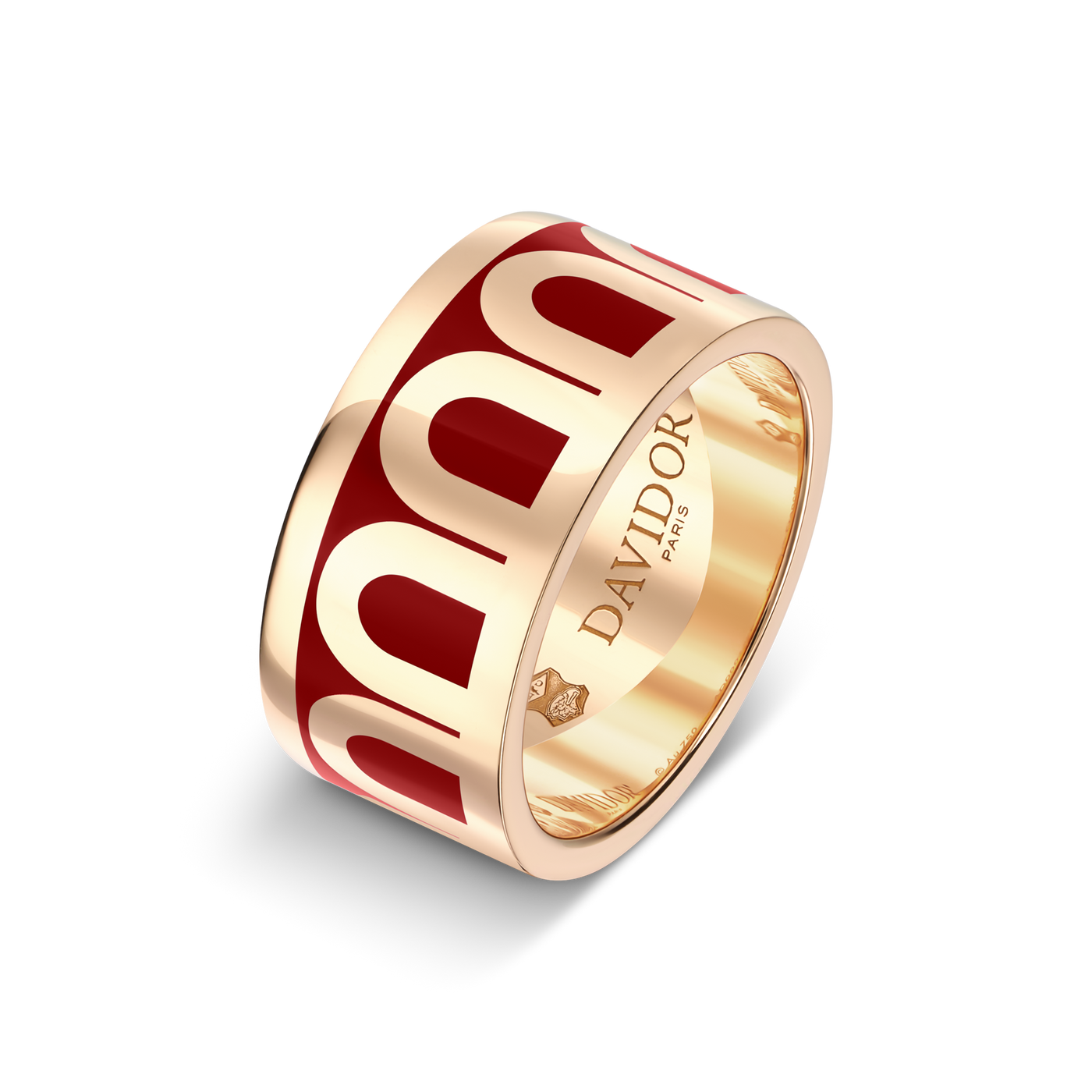 L'Arc de DAVIDOR Ring GM, 18k Rose Gold with Davidor Bordeaux Lacquered Ceramic - DAVIDOR