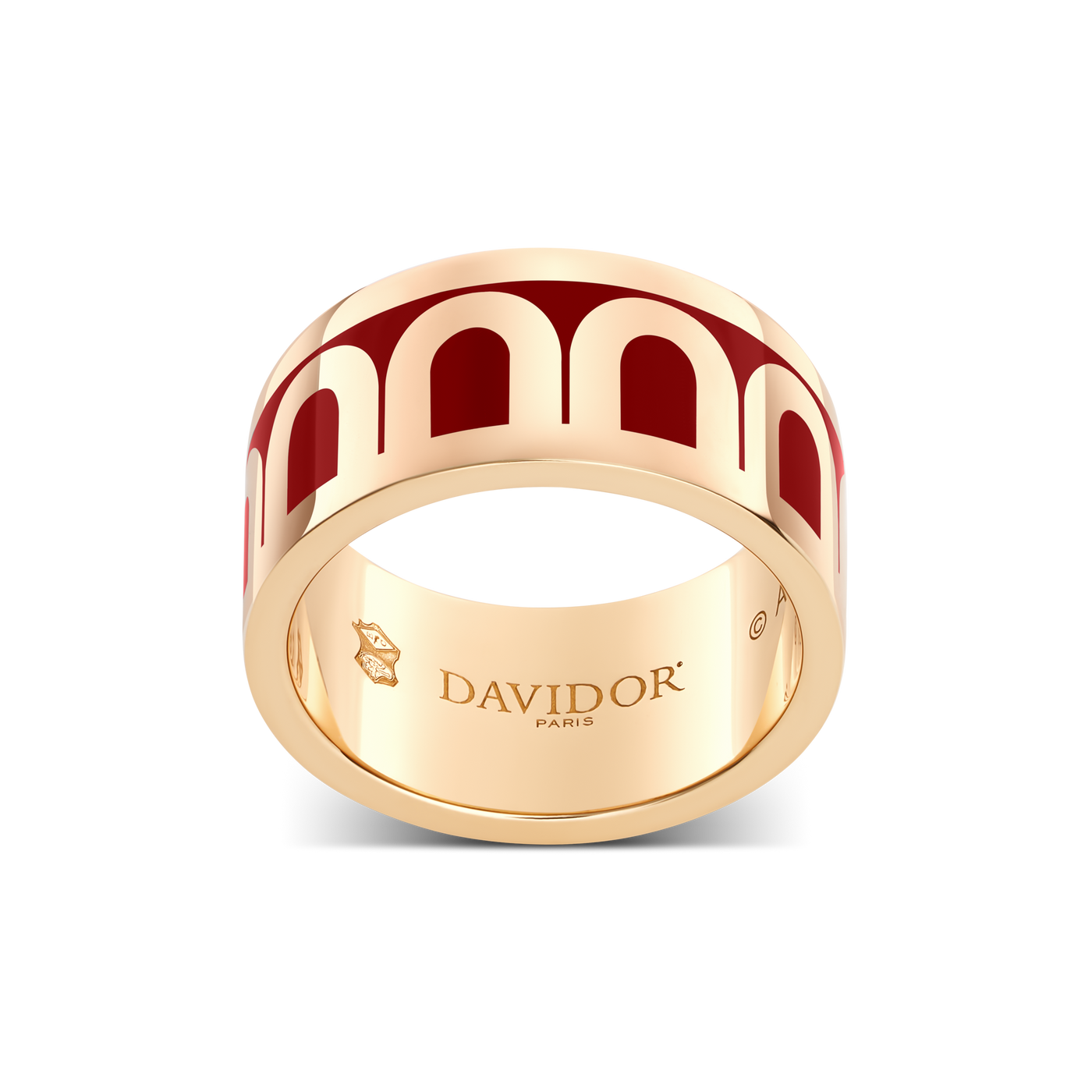 L'Arc de DAVIDOR Ring GM, 18k Rose Gold with Davidor Bordeaux Lacquered Ceramic - DAVIDOR