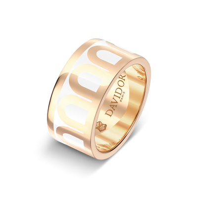 L'Arc de DAVIDOR Ring GM, 18k Rose Gold with Neige Lacquered Ceramic - DAVIDOR
