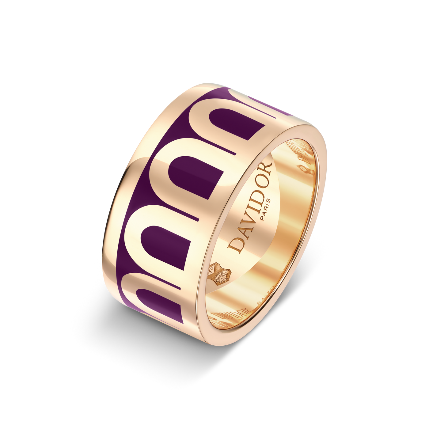 L'Arc de DAVIDOR Ring GM, 18k Rose Gold with Aubergine Lacquered Ceramic - DAVIDOR