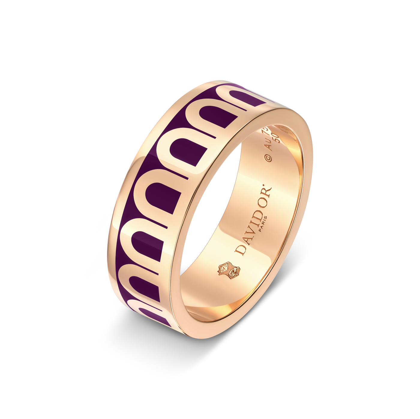 L'Arc de DAVIDOR Ring MM, 18k Rose Gold with Aubergine Lacquered Ceramic - DAVIDOR