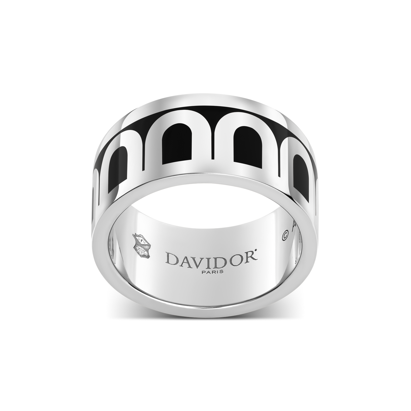L'Arc de DAVIDOR Ring GM, 18k White Gold with Caviar Lacquered Ceramic - DAVIDOR