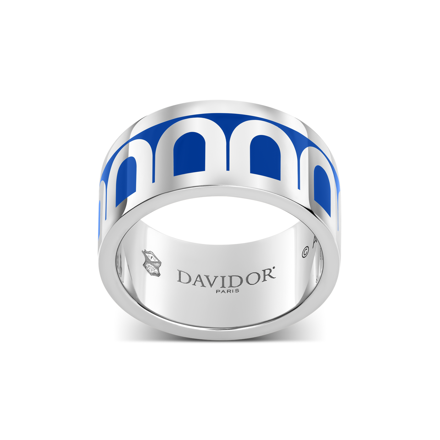 L'Arc de DAVIDOR Ring GM, 18k White Gold with Riviera Lacquered Ceramic - DAVIDOR