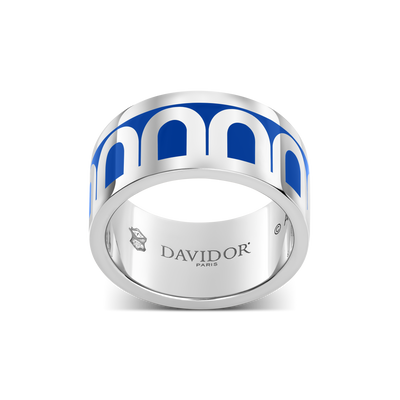 L'Arc de DAVIDOR Ring GM, 18k White Gold with Riviera Lacquered Ceramic - DAVIDOR