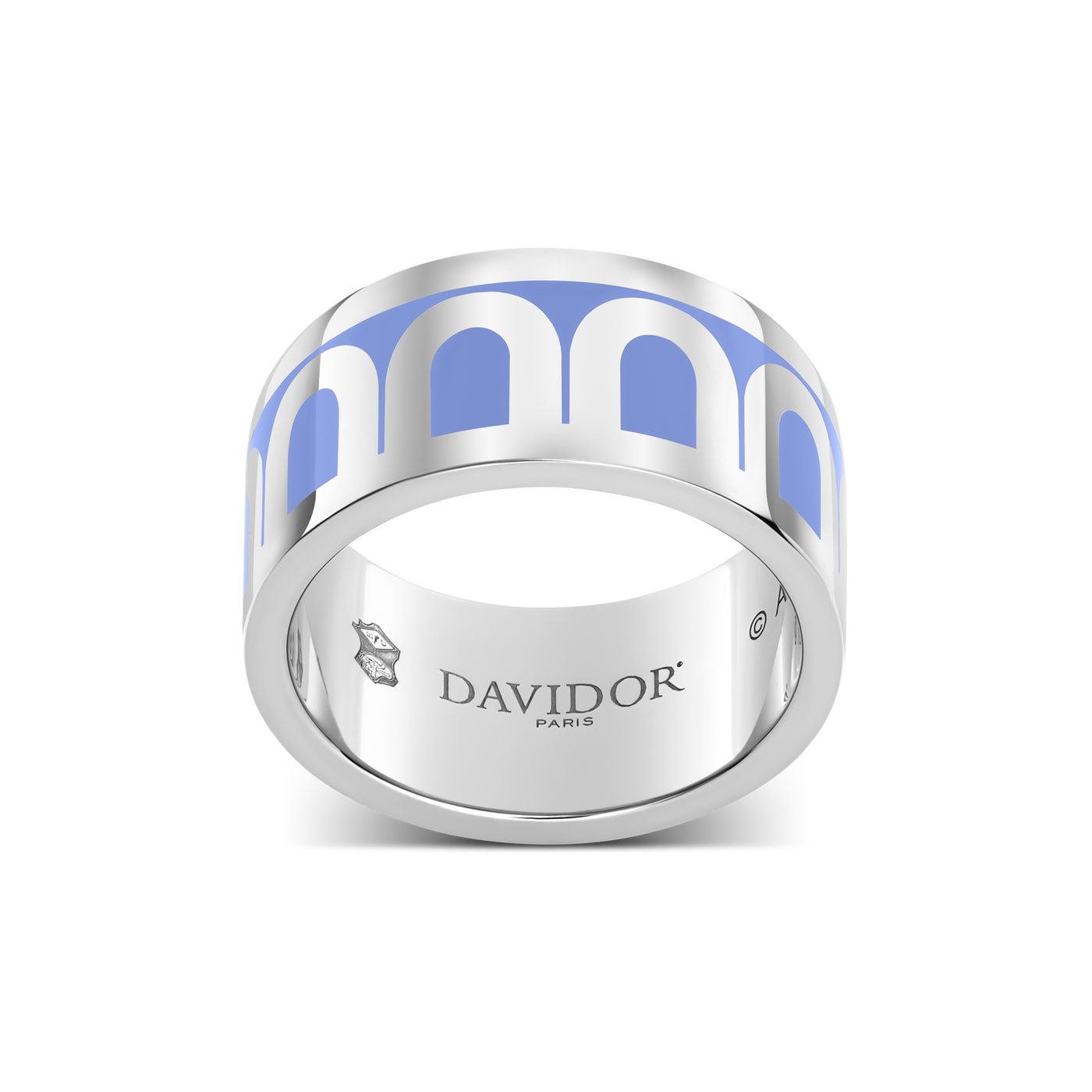 L'Arc de DAVIDOR Ring GM, 18k White Gold with Hortensia Lacquered Ceramic - DAVIDOR