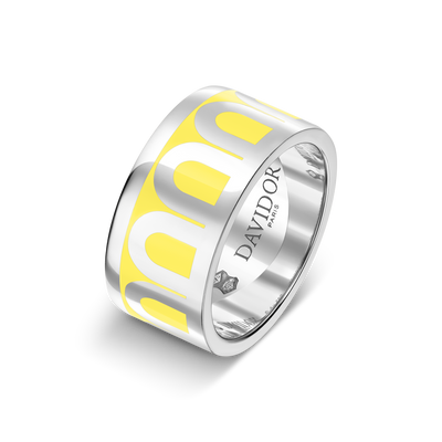 L'Arc de DAVIDOR Ring GM, 18k White Gold with Limoncello Lacquered Ceramic - DAVIDOR
