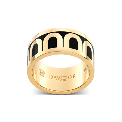 L'Arc de DAVIDOR Ring GM, 18k Yellow Gold with Caviar Lacquered Ceramic - DAVIDOR