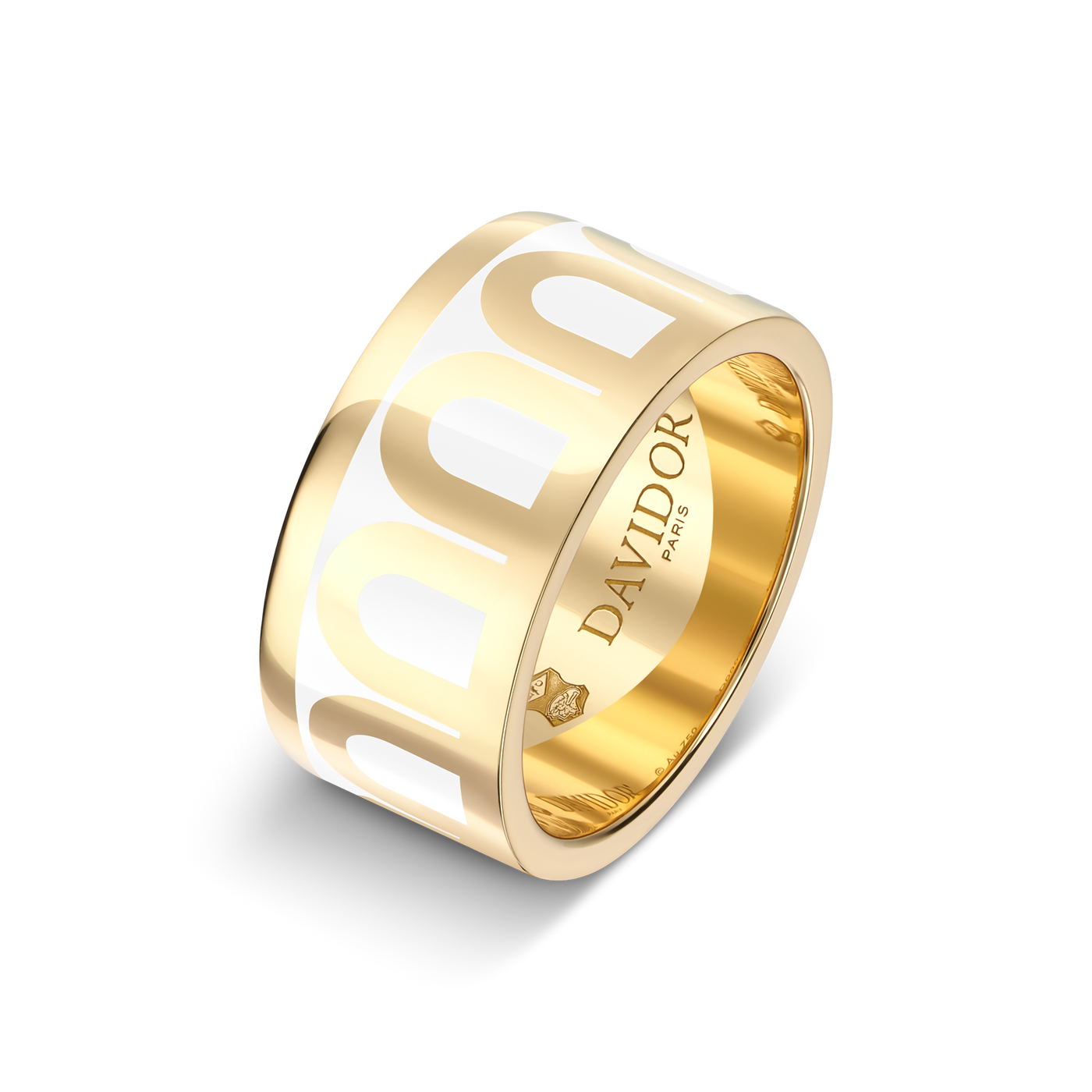 L'Arc de DAVIDOR Ring GM, 18k Yellow Gold with Neige Lacquered Ceramic - DAVIDOR