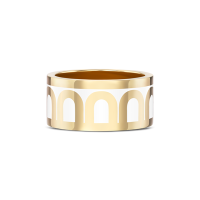 L'Arc de DAVIDOR Ring GM, 18k Yellow Gold with Neige Lacquered Ceramic - DAVIDOR