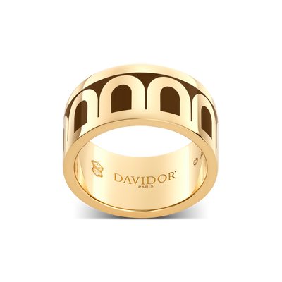 L'Arc de DAVIDOR Ring GM, 18k Yellow Gold with Cognac Lacquered Ceramic - DAVIDOR