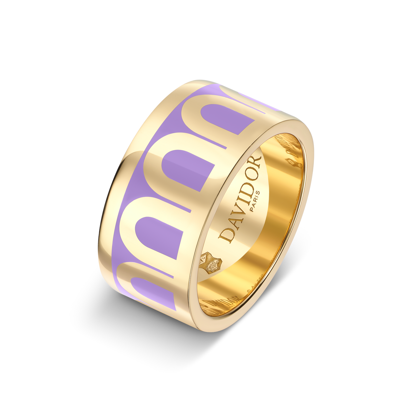 L'Arc de DAVIDOR Ring GM, 18k Yellow Gold with Lavande Lacquered Ceramic - DAVIDOR