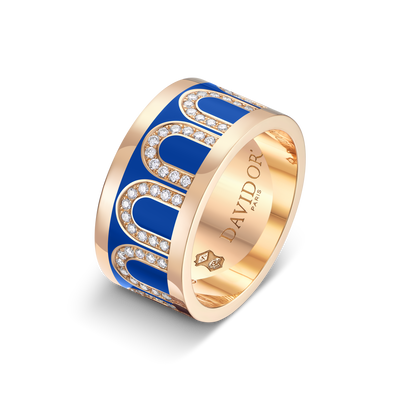 L'Arc de DAVIDOR Ring GM, 18k Rose Gold with Riviera Lacquered Ceramic and Arcade Diamonds - DAVIDOR