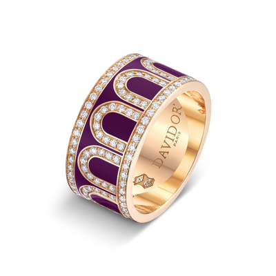 L'Arc de DAVIDOR Ring GM Palais Diamonds, 18k Rose Gold with Aubergine Lacquered Ceramic - DAVIDOR
