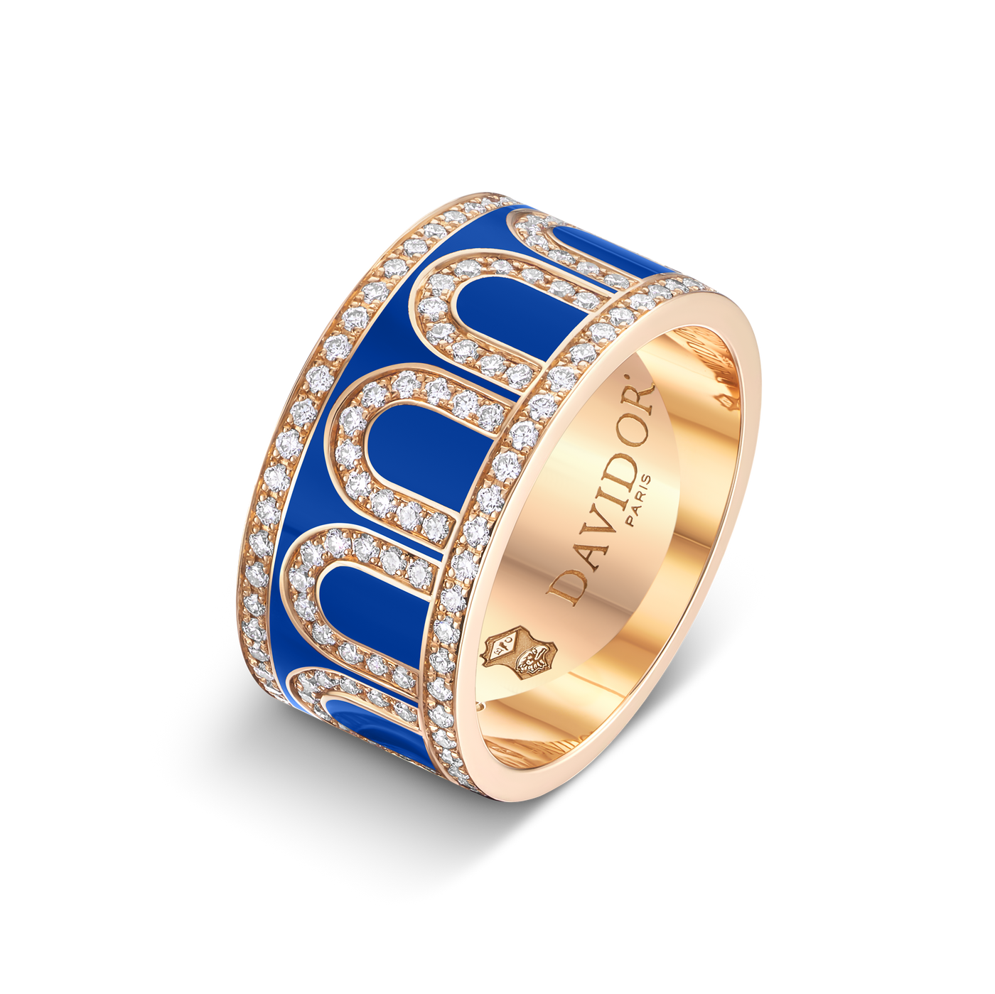 L'Arc de DAVIDOR Ring GM, 18k Rose Gold with Riviera Lacquered Ceramic and Palais Diamonds - DAVIDOR