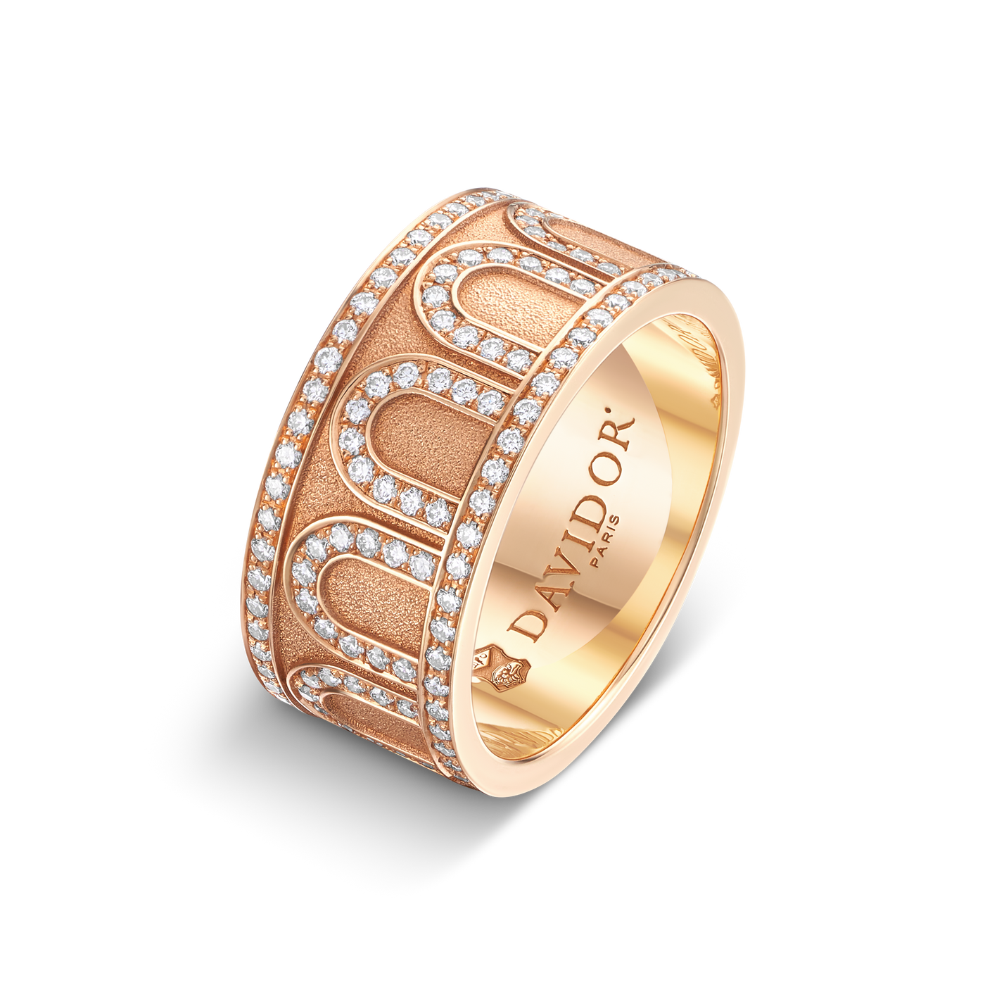 L'Arc de DAVIDOR Ring GM, 18k Rose Gold with Satin Finish and Palais Diamonds - DAVIDOR