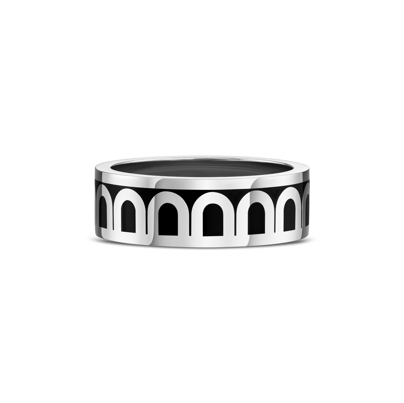 L'Arc de DAVIDOR Ring MM, 18k White Gold with Caviar Lacquered Ceramic - DAVIDOR