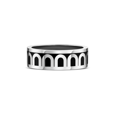 L'Arc de DAVIDOR Ring MM, 18k White Gold with Caviar Lacquered Ceramic - DAVIDOR
