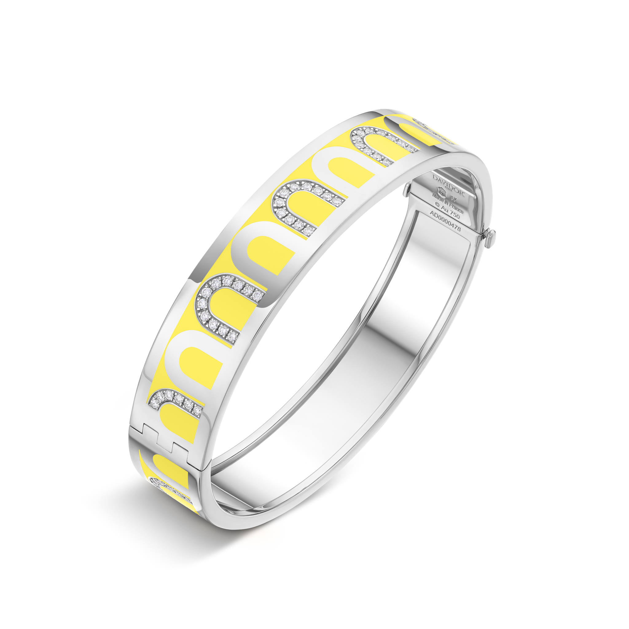 L’Arc de DAVIDOR Bangle GM, 18k White Gold with Lacquered Ceramic and Colonnato Diamonds - DAVIDOR