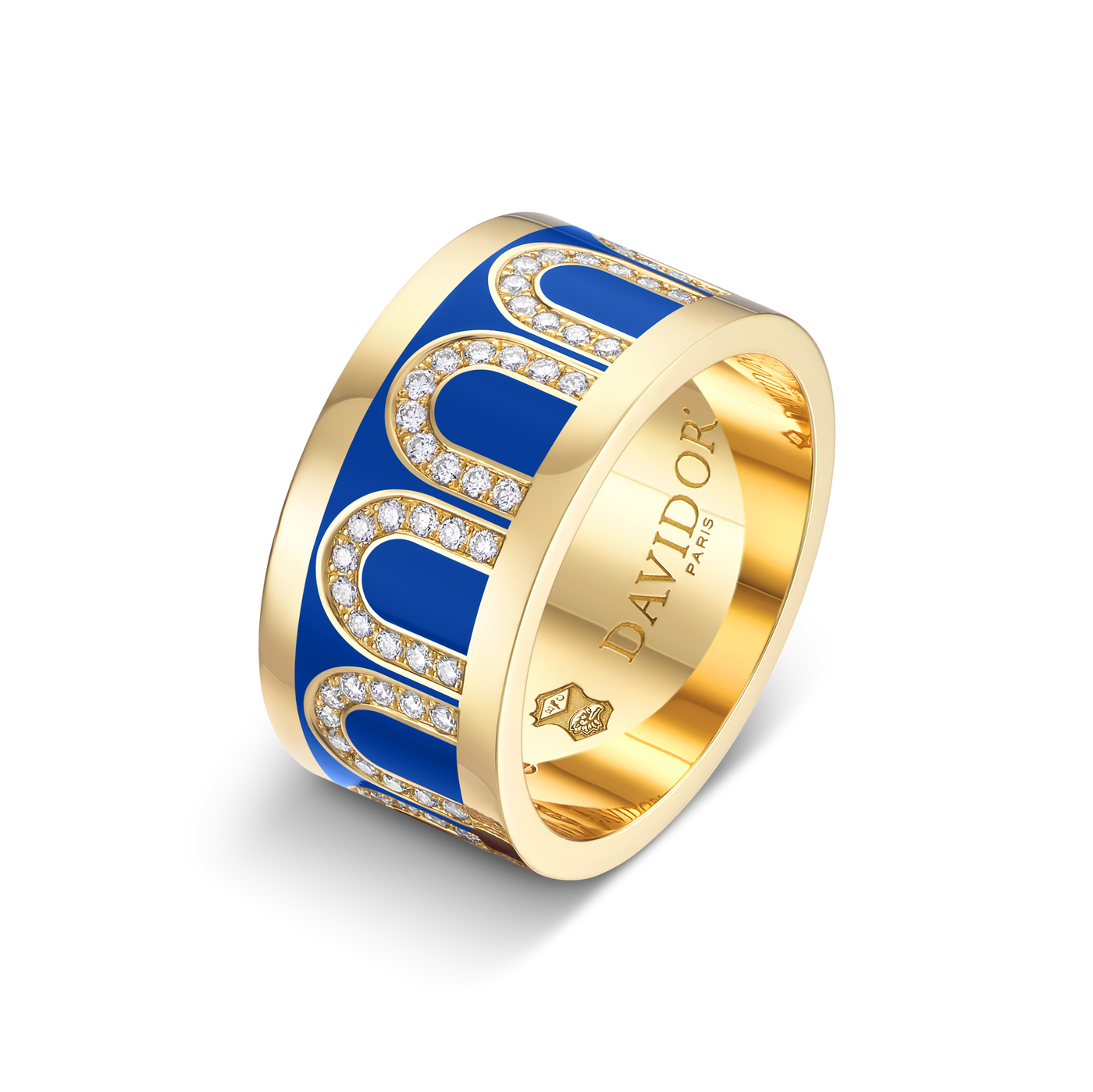 L'Arc de DAVIDOR Ring GM, 18k Yellow Gold with Riviera Lacquered Ceramic and Arcade Diamonds - DAVIDOR