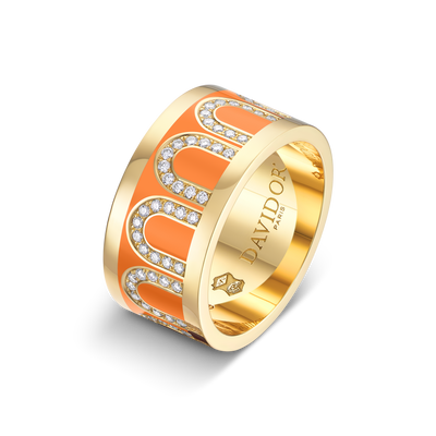 L'Arc de DAVIDOR Ring GM, 18k Yellow Gold with Zeste Lacquered Ceramic and Arcade Diamonds - DAVIDOR