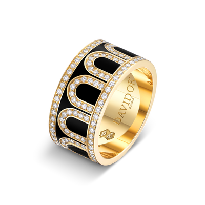 L'Arc de DAVIDOR Ring GM Palais Diamonds, 18k Yellow Gold with Caviar Lacquered Ceramic - DAVIDOR