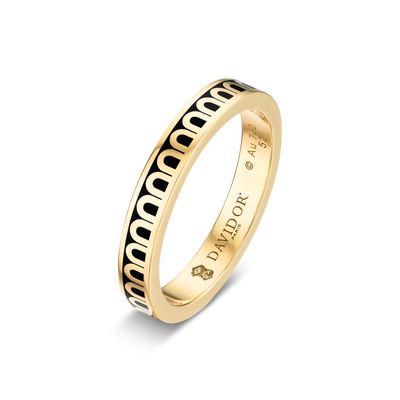 L'Arc de DAVIDOR Ring PM, 18k Yellow Gold with Caviar Lacquered Ceramic - DAVIDOR