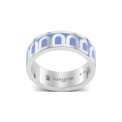 L'Arc de DAVIDOR Ring MM, 18k White Gold with Hortensia Lacquered Ceramic - DAVIDOR