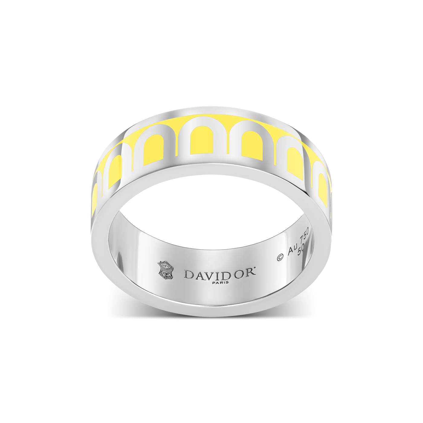 L'Arc de DAVIDOR Ring MM, 18k White Gold with Limoncello Lacquered Ceramic - DAVIDOR