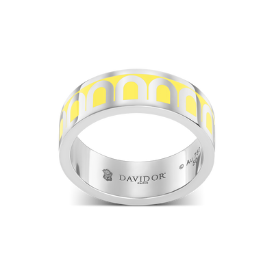 L'Arc de DAVIDOR Ring MM, 18k White Gold with Limoncello Lacquered Ceramic - DAVIDOR