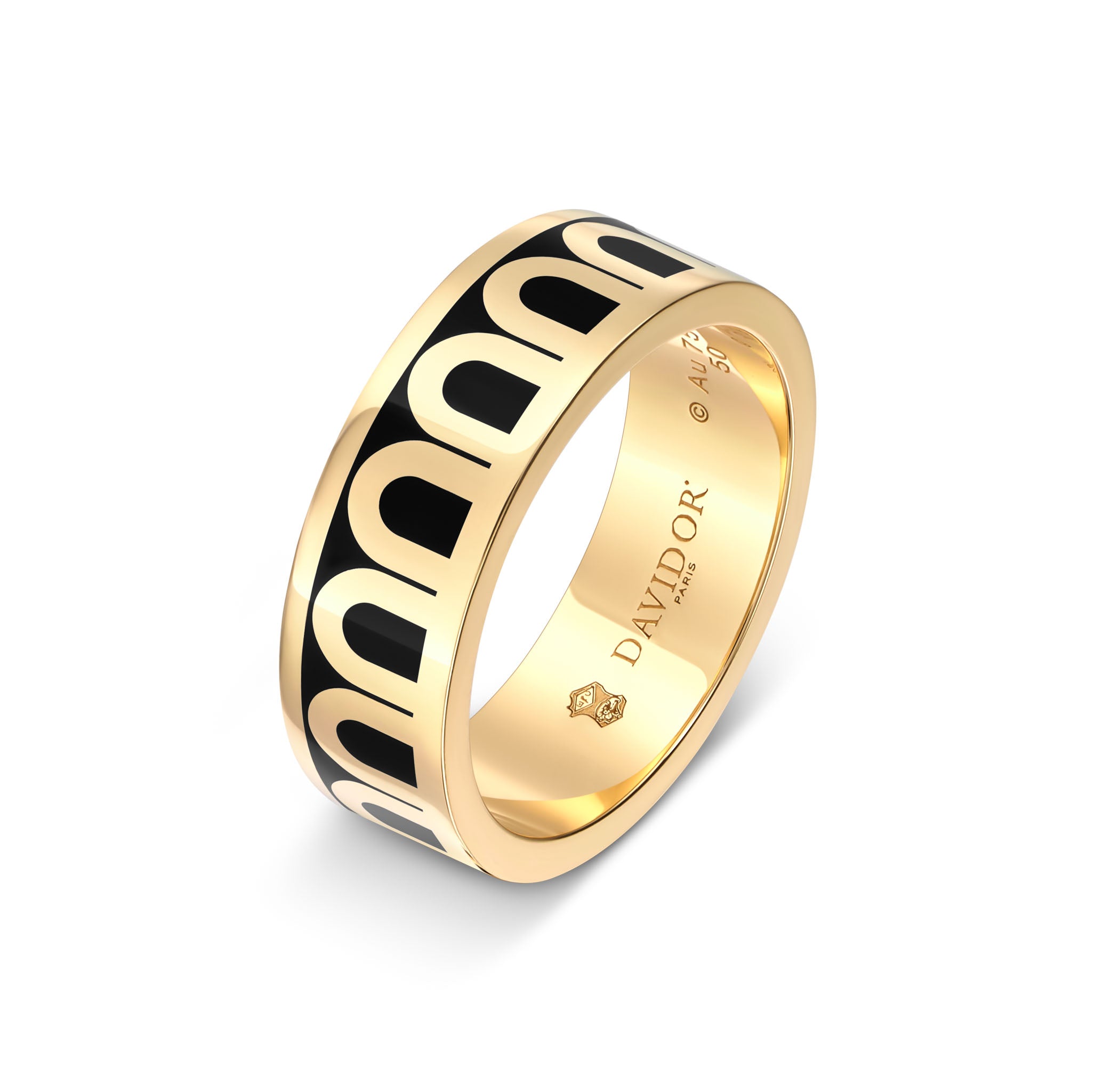 L'Arc de DAVIDOR Ring MM, 18k Yellow Gold with Caviar Lacquered Ceramic - DAVIDOR