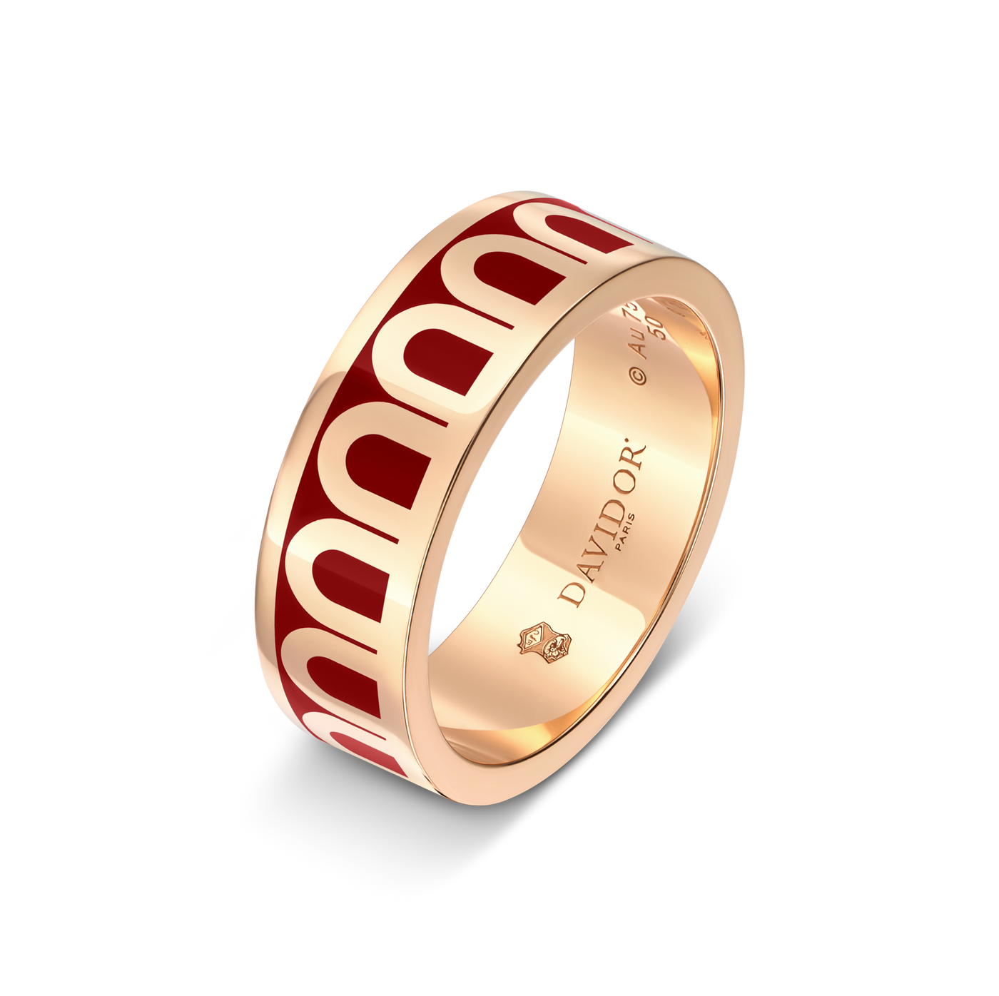 L'Arc de DAVIDOR Ring MM, 18k Rose Gold with DAVIDOR Bordeaux Lacquered Ceramic - DAVIDOR