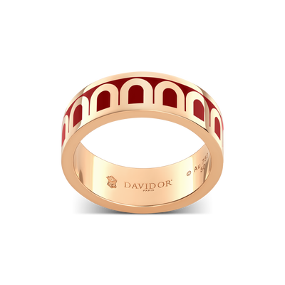 L'Arc de DAVIDOR Ring MM, 18k Rose Gold with DAVIDOR Bordeaux Lacquered Ceramic - DAVIDOR