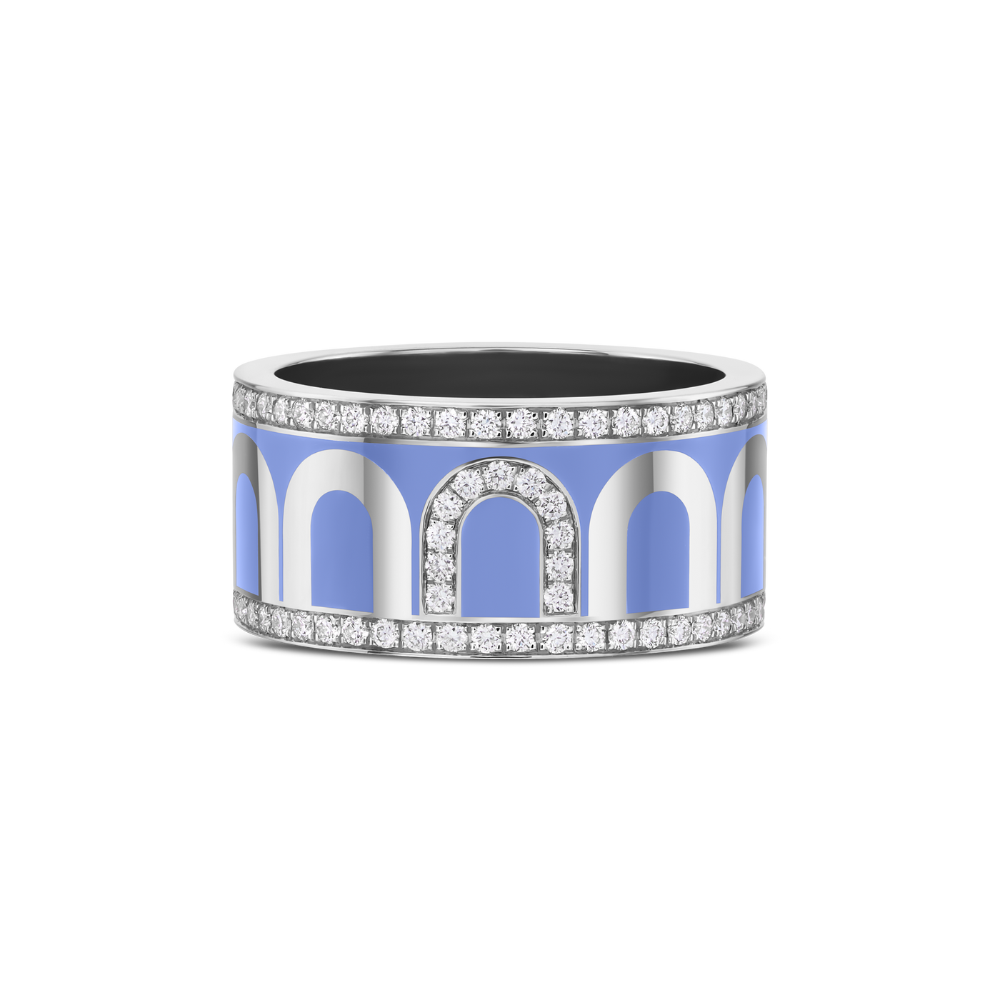 L'Arc de DAVIDOR Ring GM, 18k White Gold with Hortensia Lacquered Ceramic and Porta Diamonds - DAVIDOR