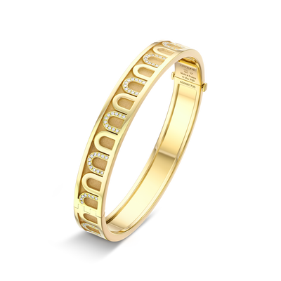 L'Arc de DAVIDOR Bangle MM Colonnato Diamonds, 18k Yellow Gold with Satin Finish - DAVIDOR