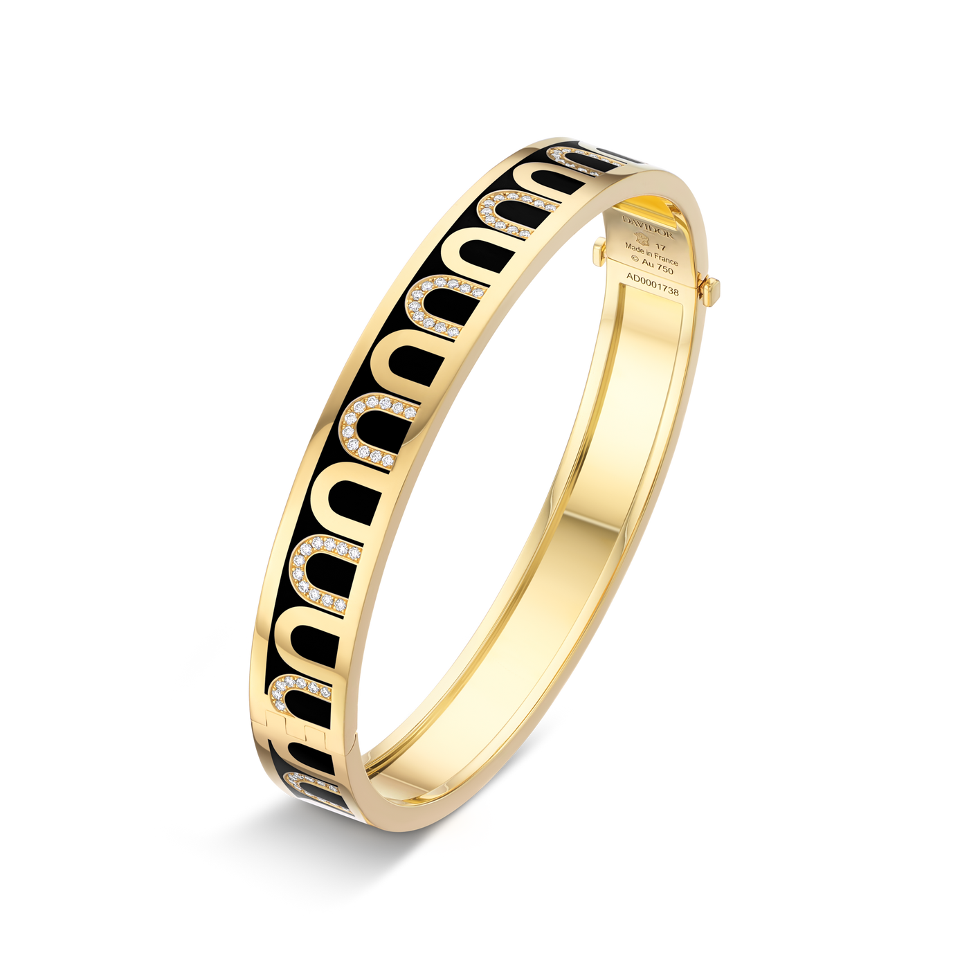 L'Arc de DAVIDOR Bangle MM Colonnato Diamonds, 18k Yellow Gold with Lacquered Ceramic - DAVIDOR