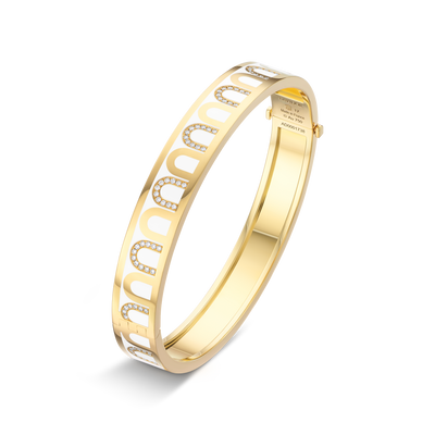 L'Arc de DAVIDOR Bangle MM Colonnato Diamonds, 18k Yellow Gold with Lacquered Ceramic - DAVIDOR