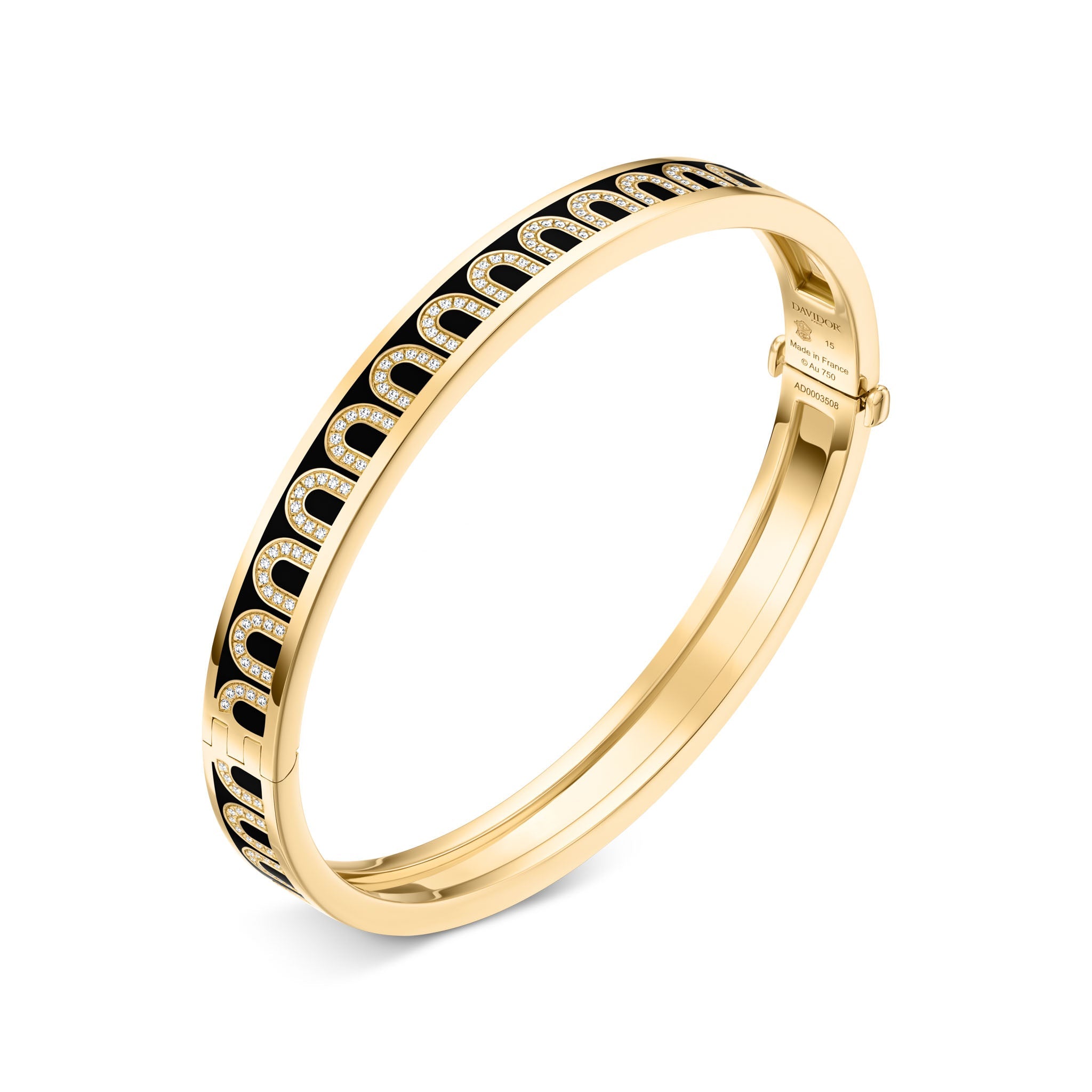 L'Arc de DAVIDOR Bangle PM, 18k Yellow Gold with Lacquered Ceramic and Arcade Diamonds - DAVIDOR