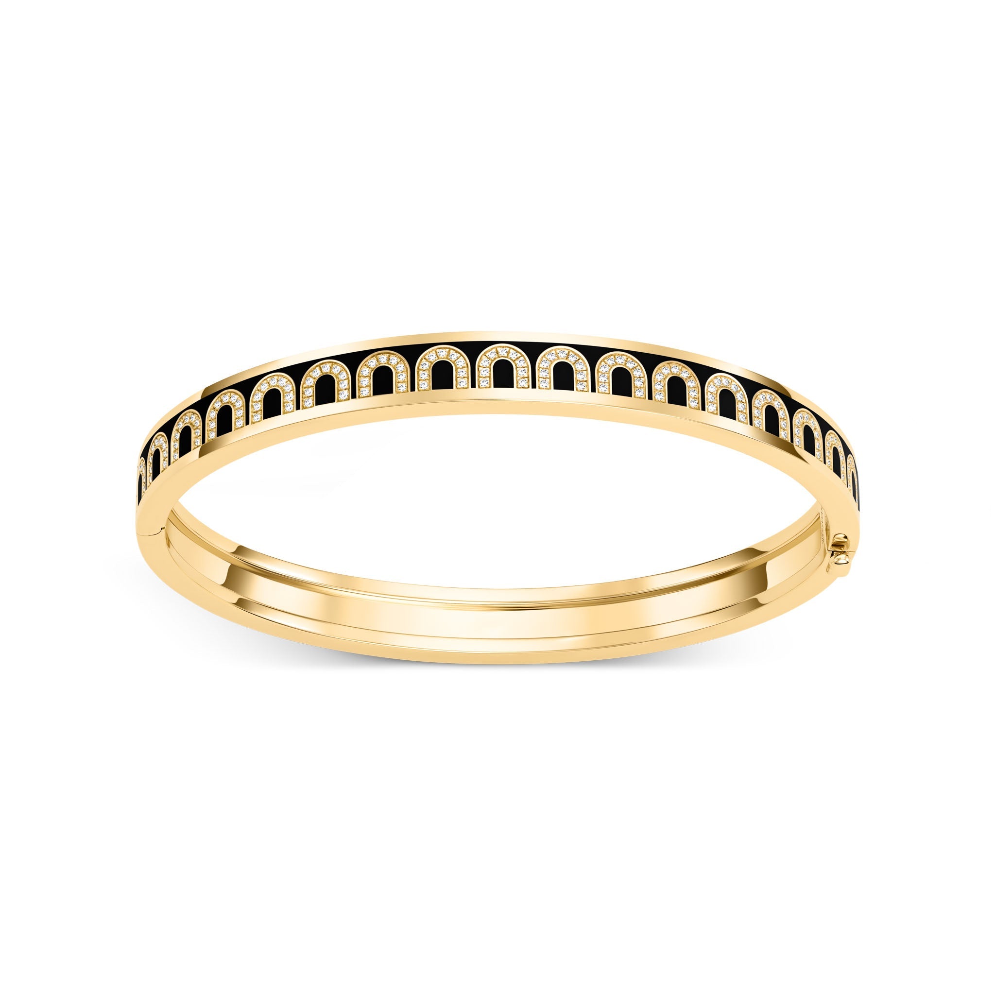 L'Arc de DAVIDOR Bangle PM, 18k Yellow Gold with Lacquered Ceramic and Arcade Diamonds - DAVIDOR