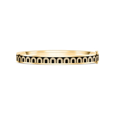 L'Arc de DAVIDOR Bangle PM Arcade Diamonds, 18k Yellow Gold with Lacquered Ceramic - DAVIDOR