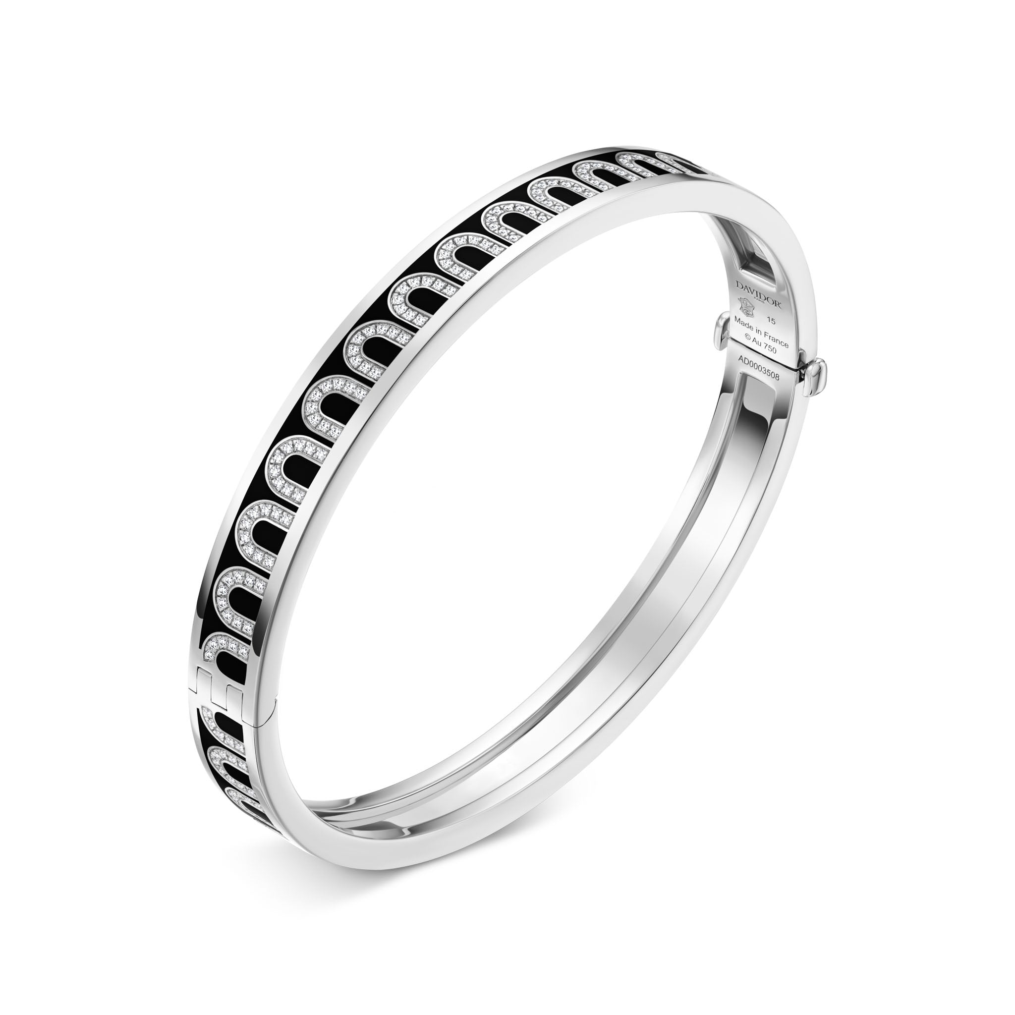 L'Arc de DAVIDOR Bangle PM, 18k White Gold with Lacquered Ceramic and Arcade Diamonds - DAVIDOR